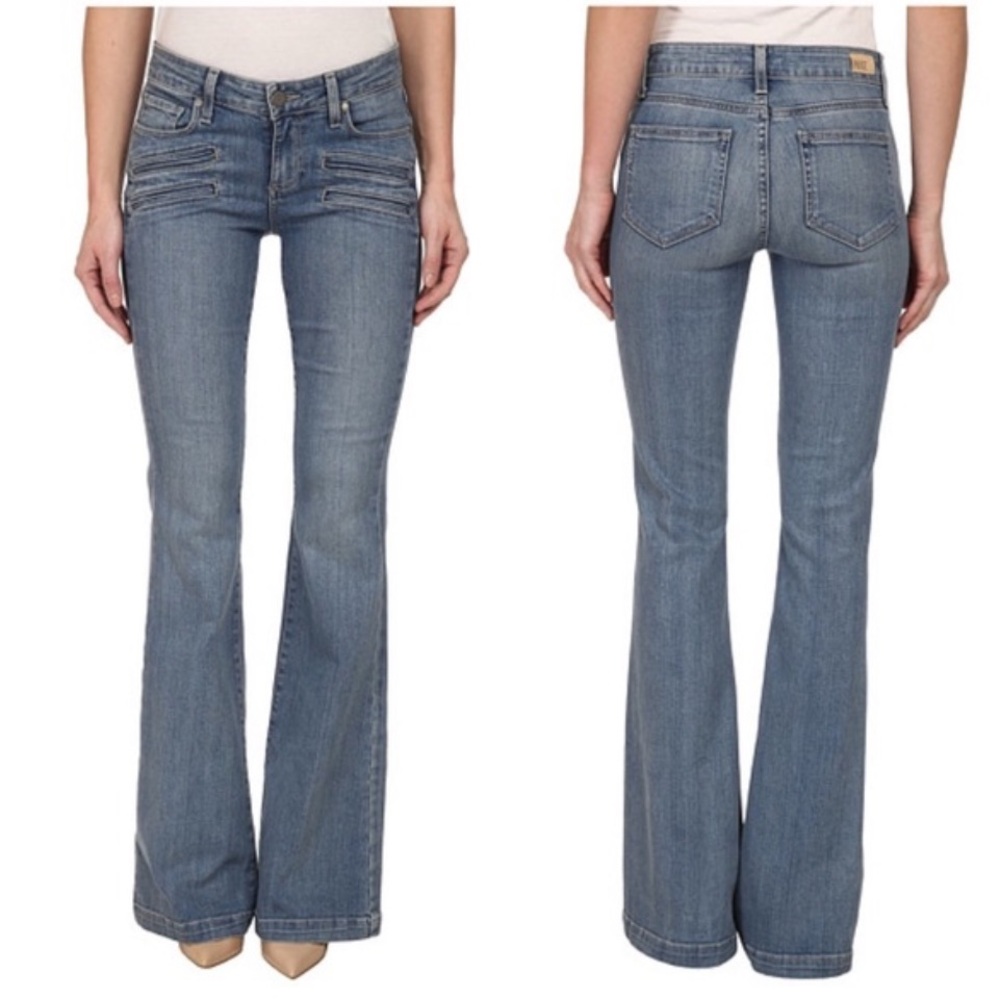 Paige Fiona Flare Mid Rise Jean Paulina No Whiskers 6 Pocket Illusion